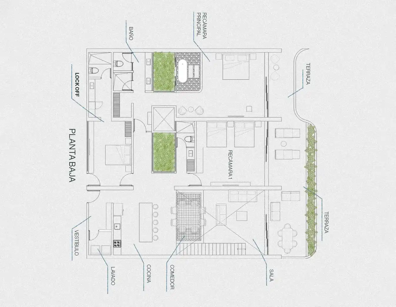 Croquis Penthouse A planta baja