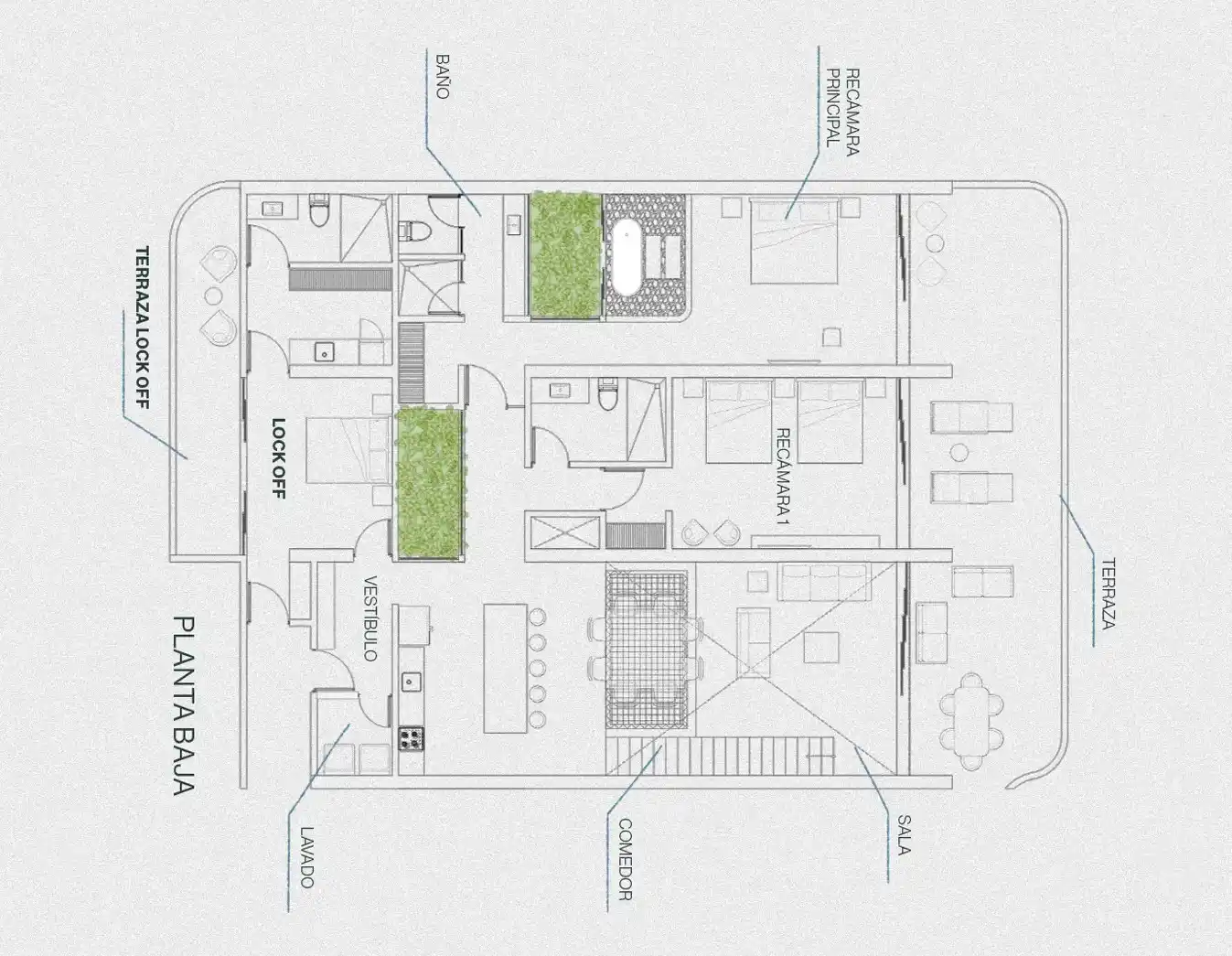 Croquis Penthouse B planta baja